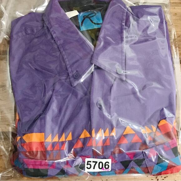 Vintage Roper Mens Large Button Down Shirt Ikat Tribal Southwestern Cowboy Print - Picture 16 of 16